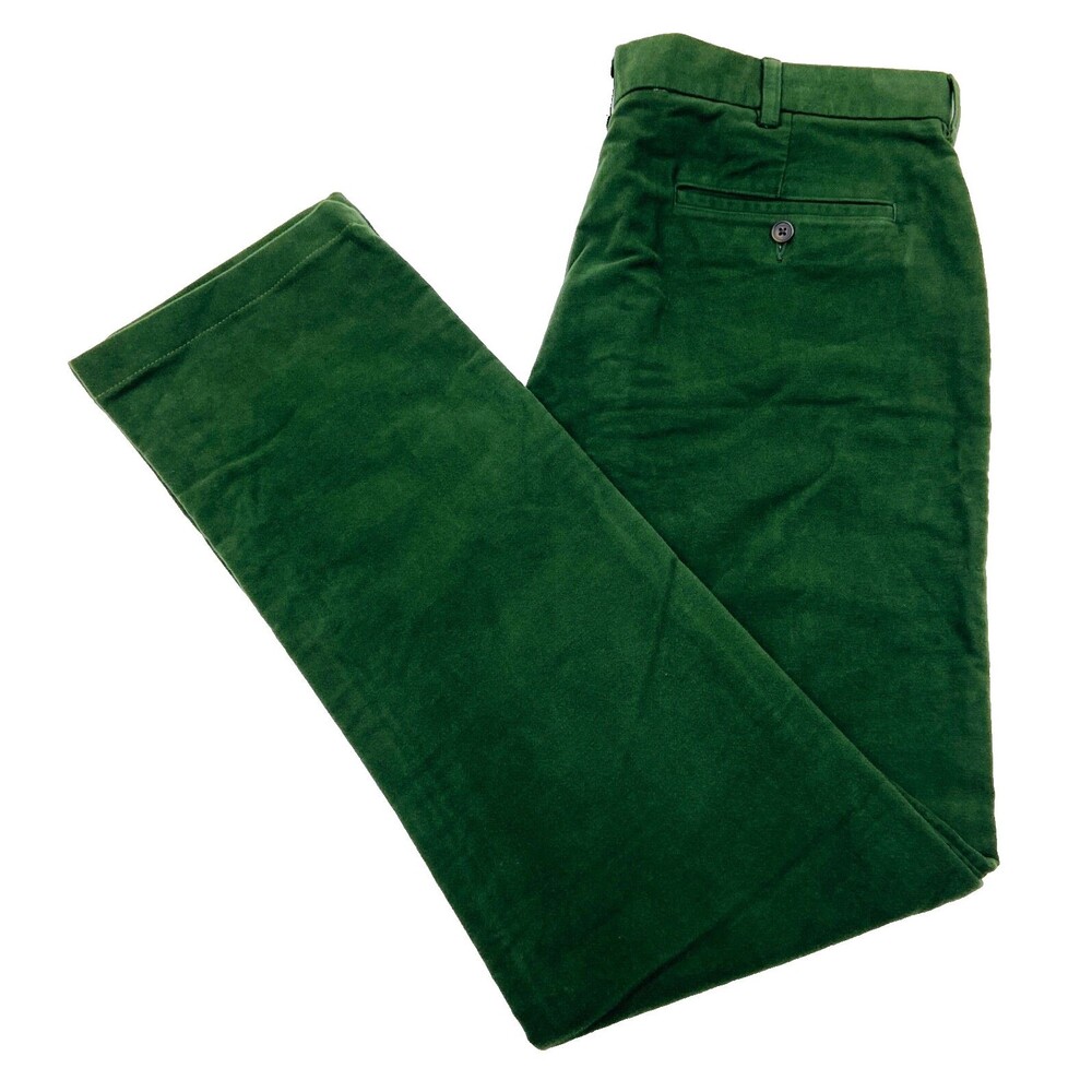 LANDS END Mens 37x35 Green Straight Fit Super Soft Cotton Khaki/Chino Pants
